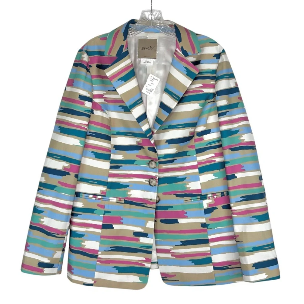 NENAH Colorful Paint Strokes Button Front Blazer Women's Size XL